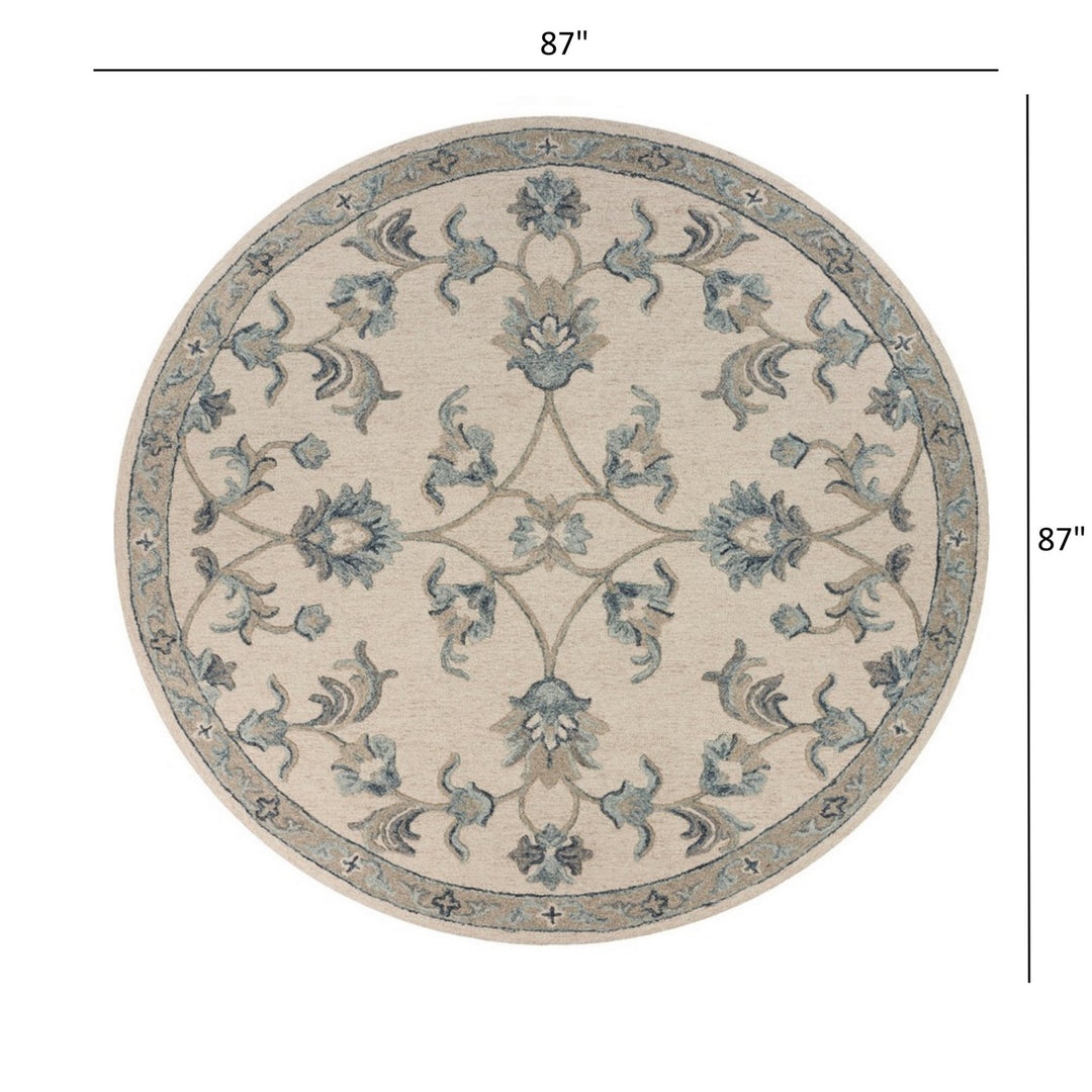 5' Light Blue Round Wool Hand Tufted Area Rug