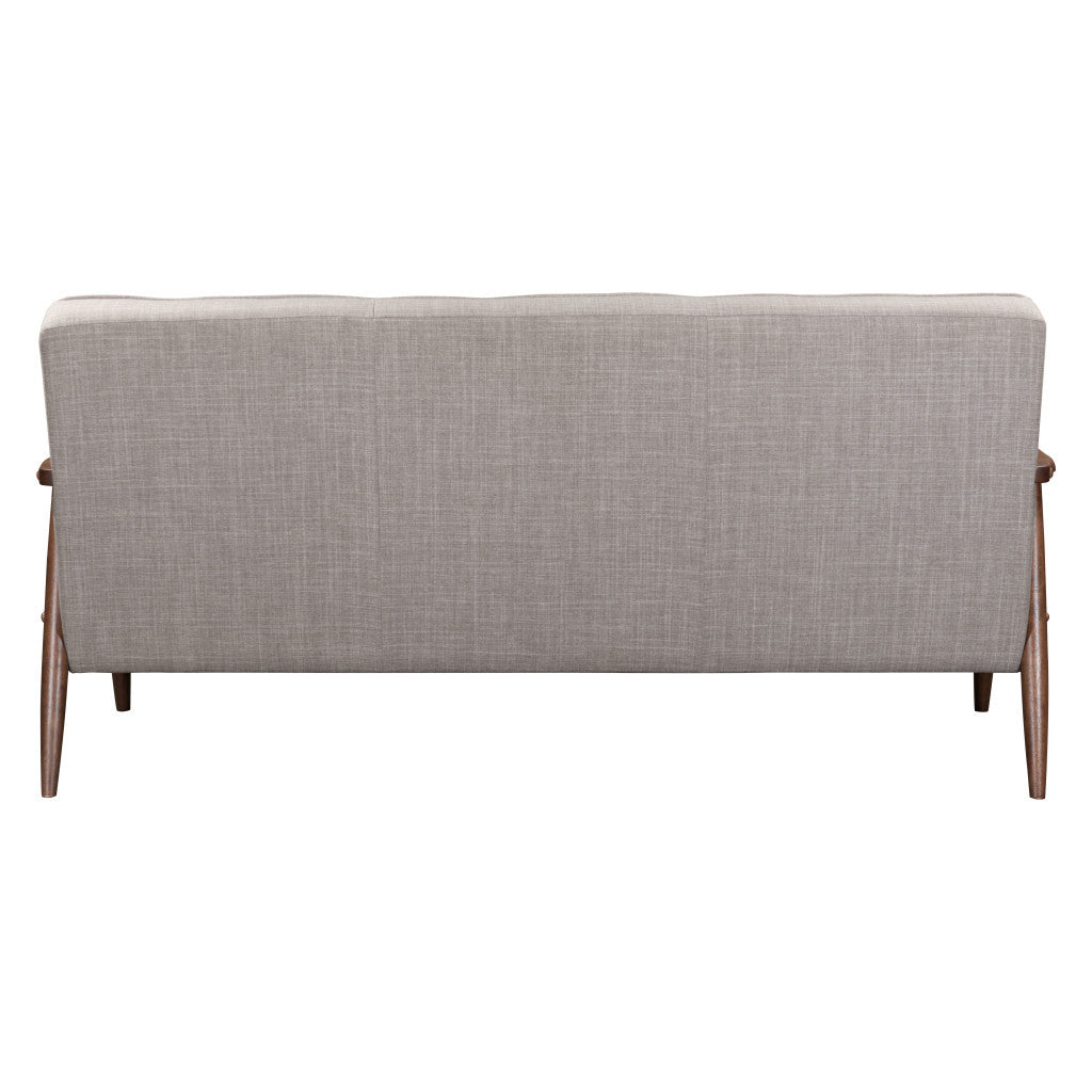 69" Beige Tufted Polyester Sofa with Brown Solid Wood Legs – Stylish, Comfortable, and Built to Last