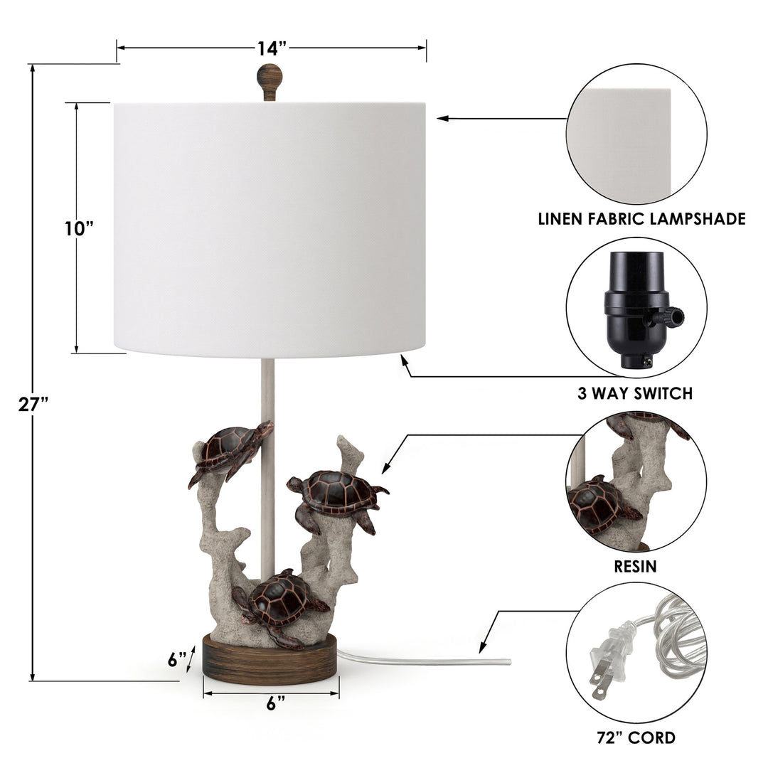 Set of Two 27" Brown Table Lamp With White Drum Shade