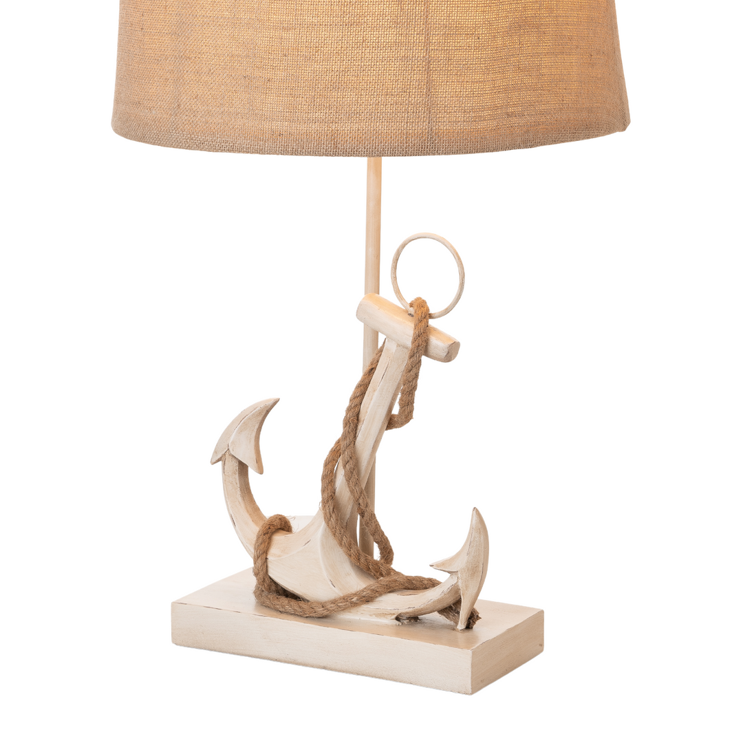 Set of Two Tan and White Anchor Table Lamps