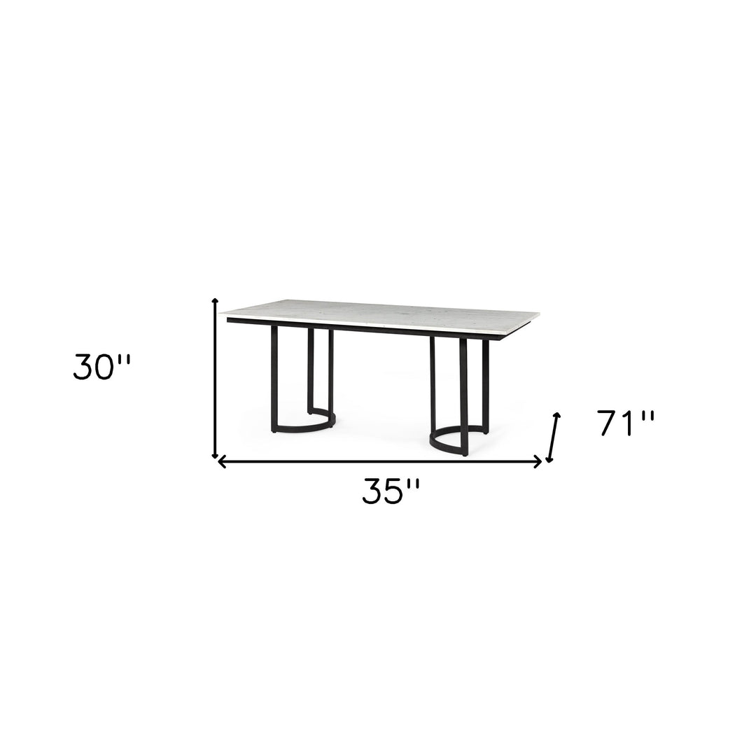 71-Inch White and Black Dining Table