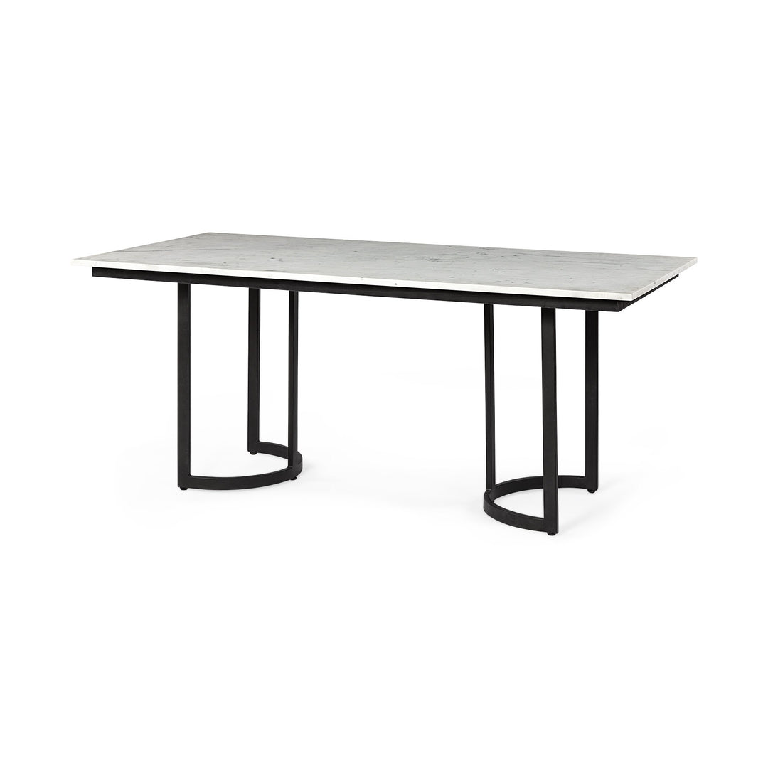 71-Inch White and Black Dining Table