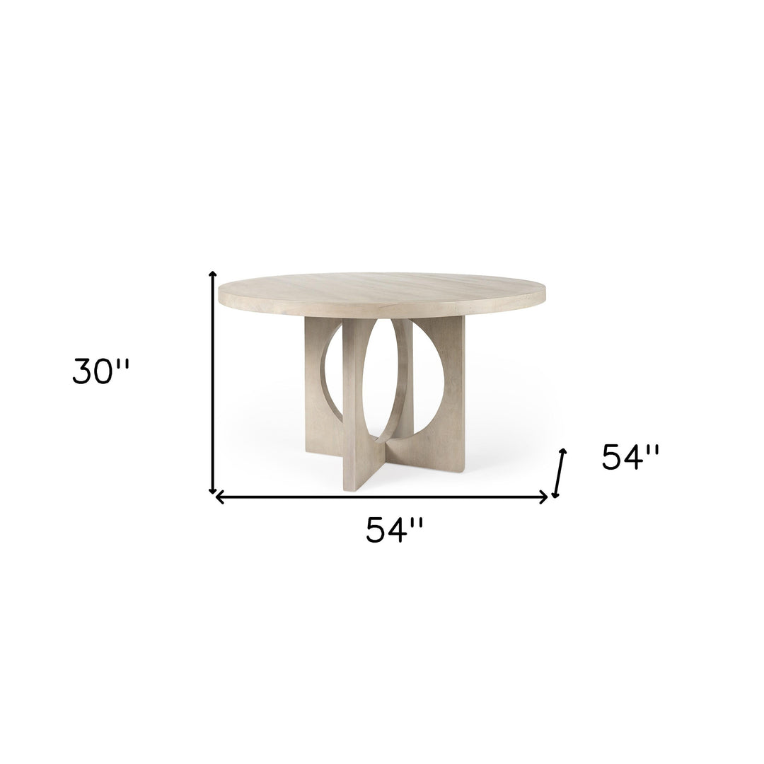 54" Natural Wood Round Pedestal Dining Table