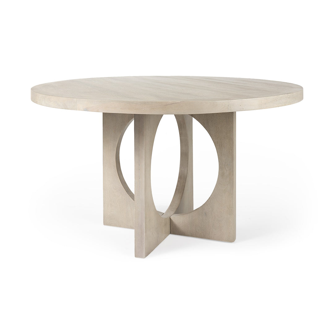 54" Natural Wood Round Pedestal Dining Table