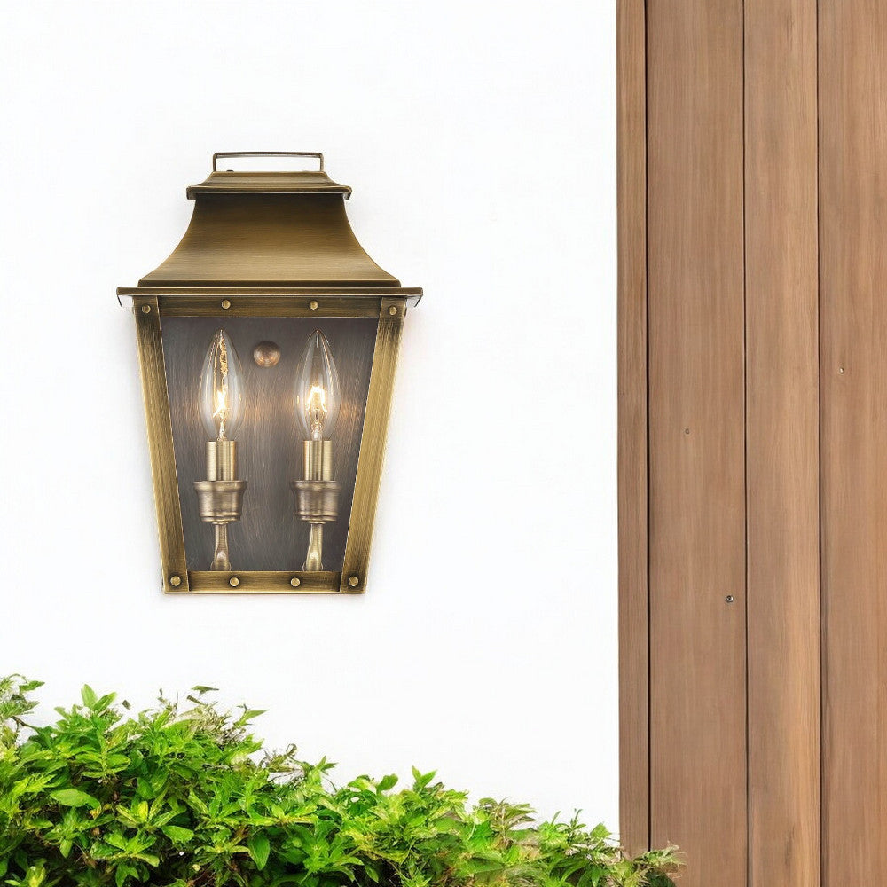 Coventry 2-Light Aged Brass Pocket Wall Light