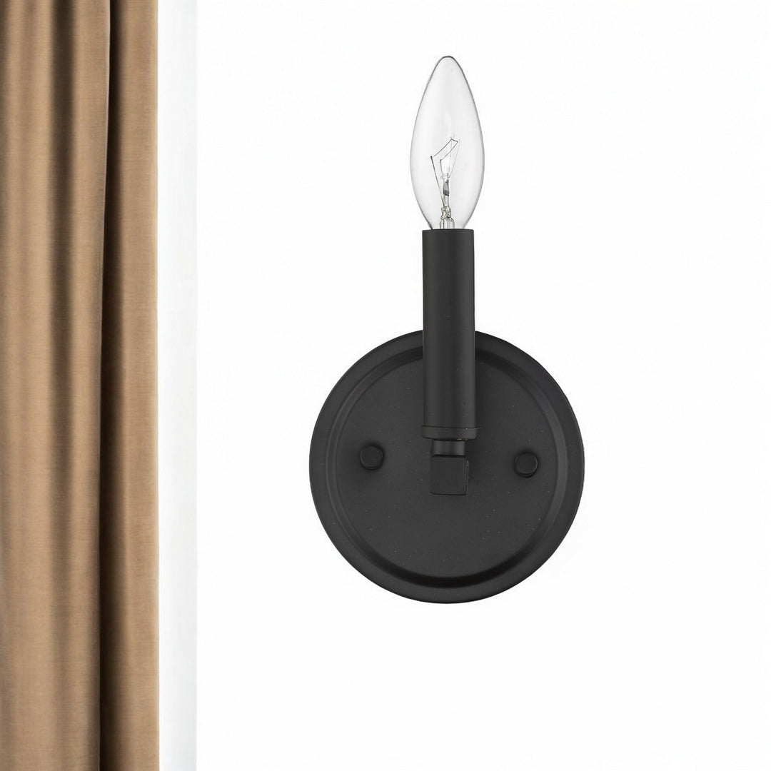 One Light Matte Black Wall Sconce