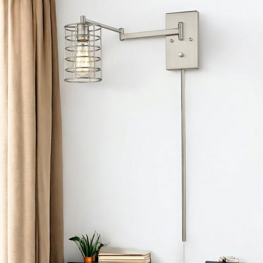 Industrial Silver Metal Wall Sconce