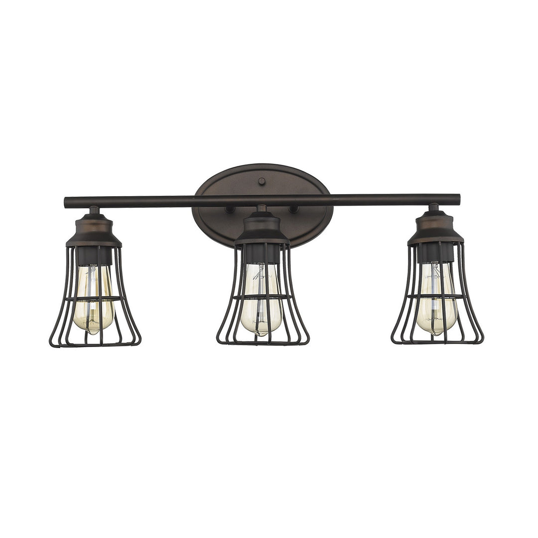 Three Light Bronze Cage Wall Light