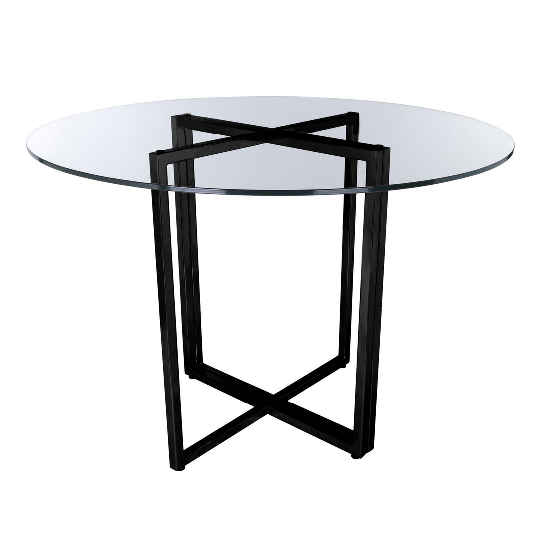 24-Inch Clear and Black Rounded Glass Dining Table