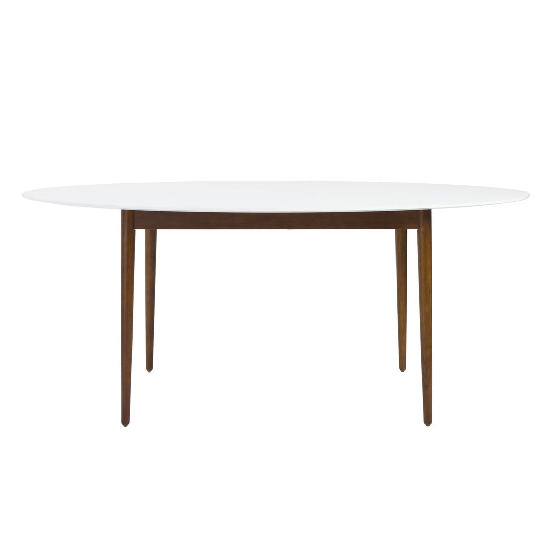 63-Inch White and Brown Oval Dining Table