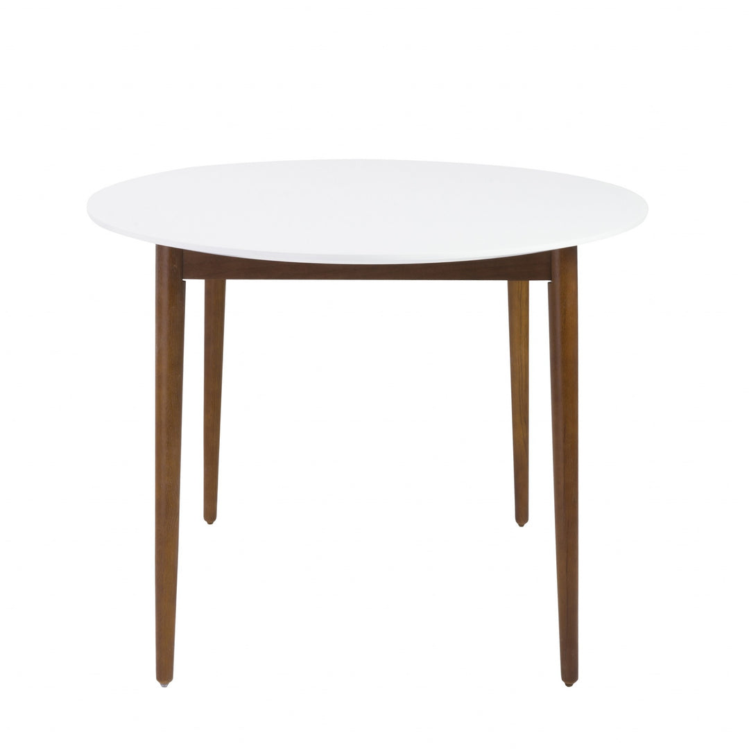 63-Inch White and Brown Oval Dining Table