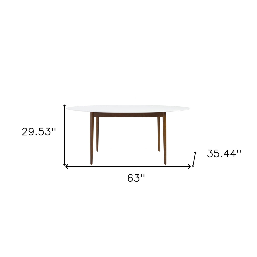 63-Inch White and Brown Oval Dining Table