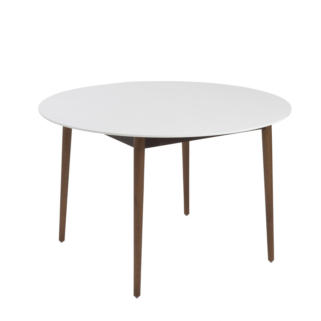 47" White And Brown Rounded Dining Table