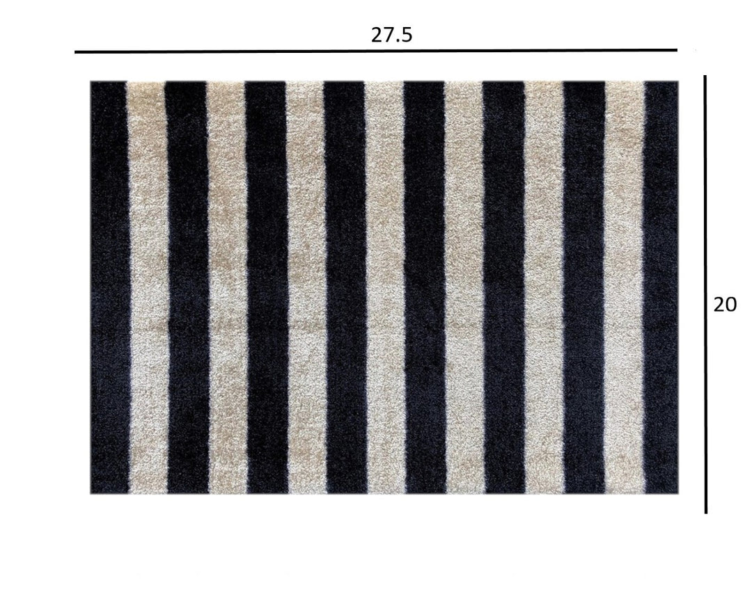 2' X 3' Black and Tan Wide Stripe Washable Floor Mat