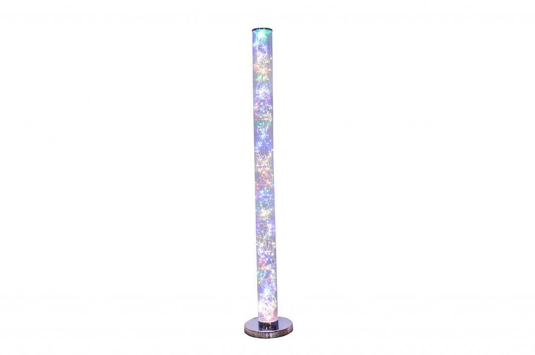 49" Steel LED Column Floor Lamp With Clear Drum Shade