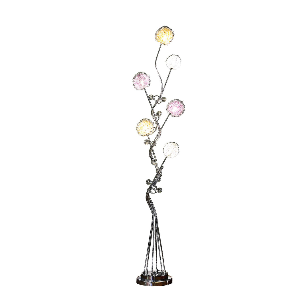 59" Steel LED Novelty Floor Lamp With Purple and White Metal Novelty Shade