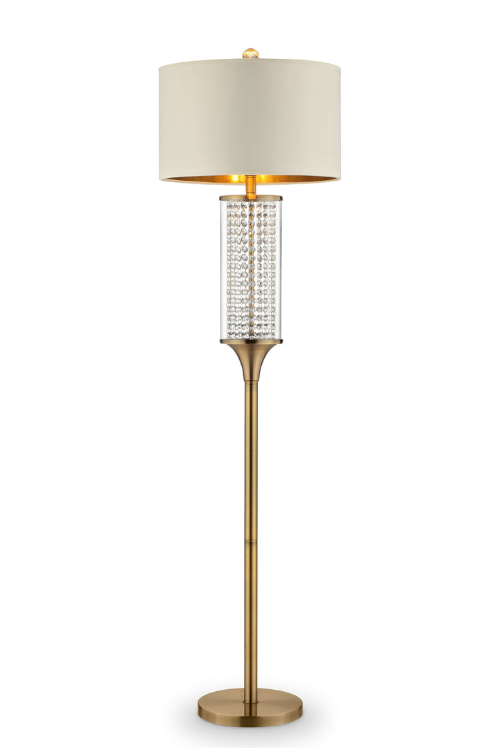 62" Gold Column Floor Lamp With Off-White Drum Shade