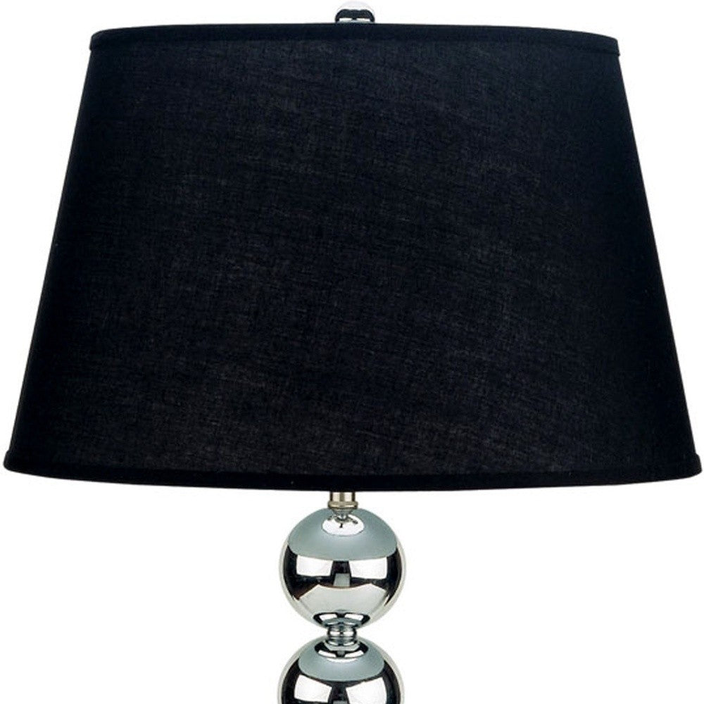 Silver Bauble Table Lamp with Black Shade