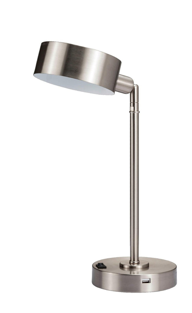 15" Silver Metal Bedside Table Lamp With Silver Shade