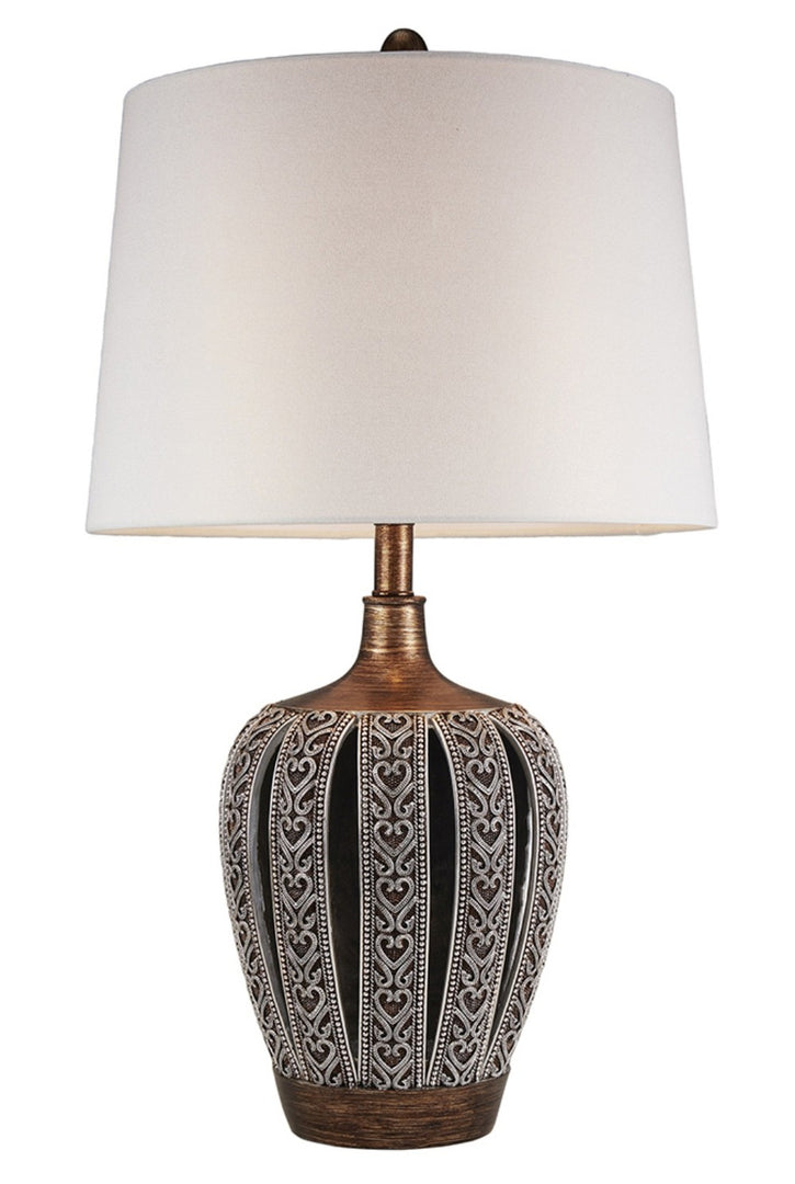 Primo Tall Brown Table Lamp with White Lamp Shade