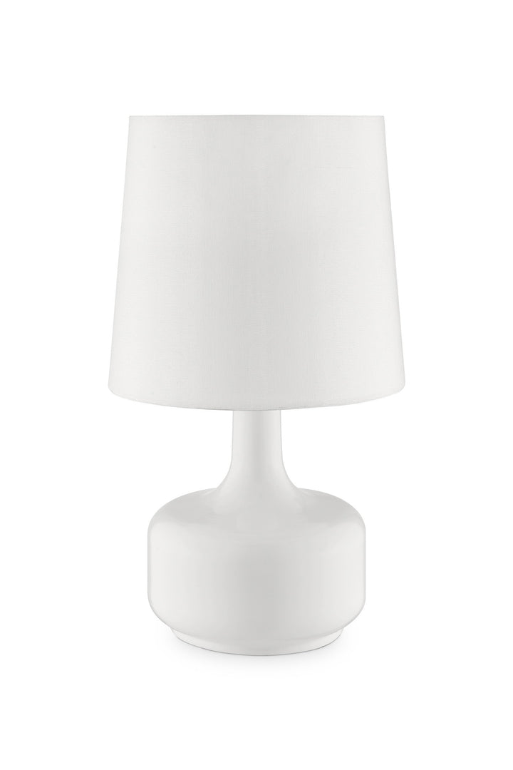 17" Blue Metal Bedside Table Lamp With White Shade