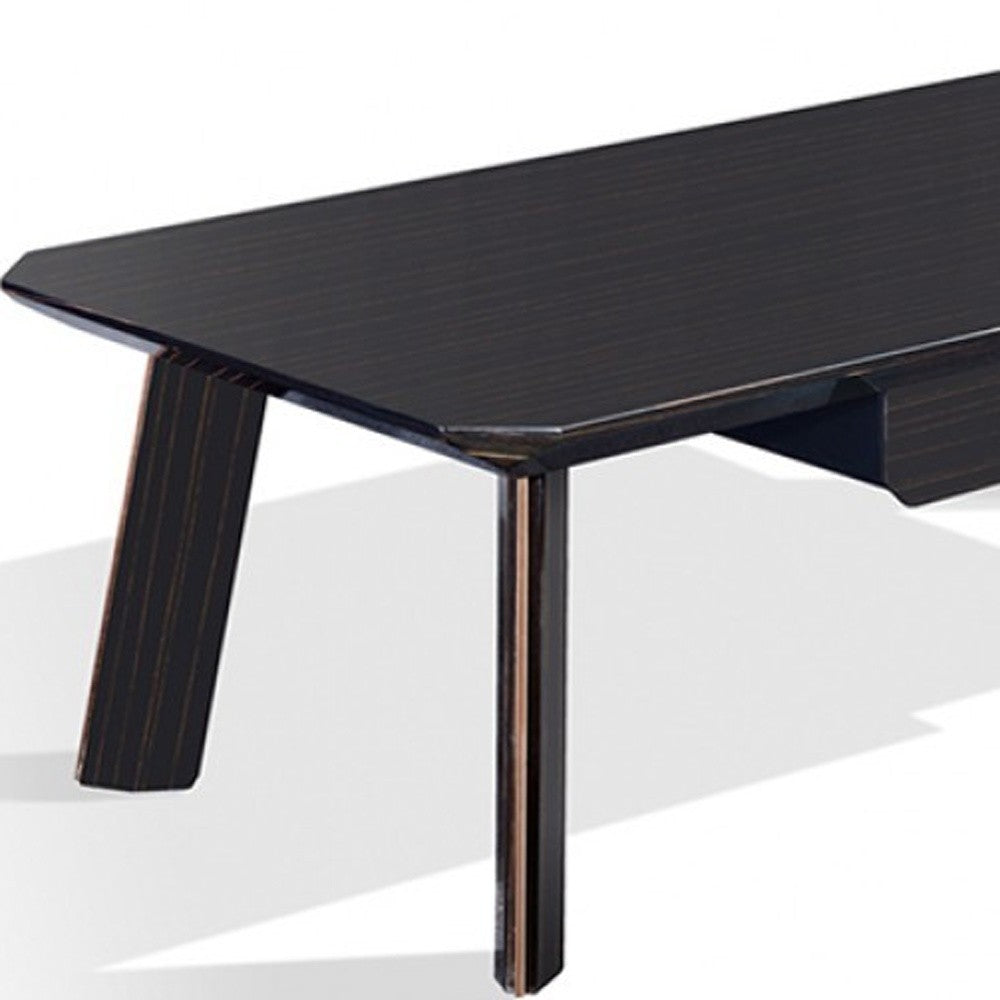 Modern Black and Rose Gold Rectangular Coffee Table with Drawer