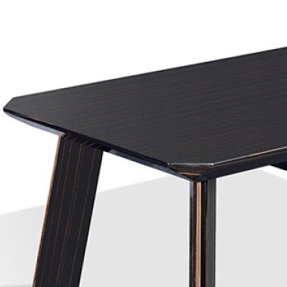 Modern Black and Rose Gold Rectangular Coffee Table with Drawer