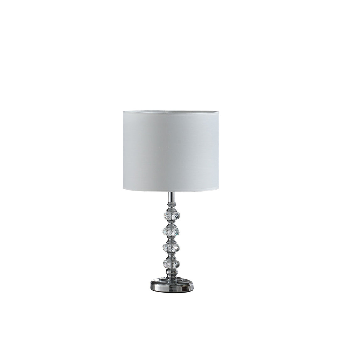 18" Silver Metal Table Lamp With White Globe Shade