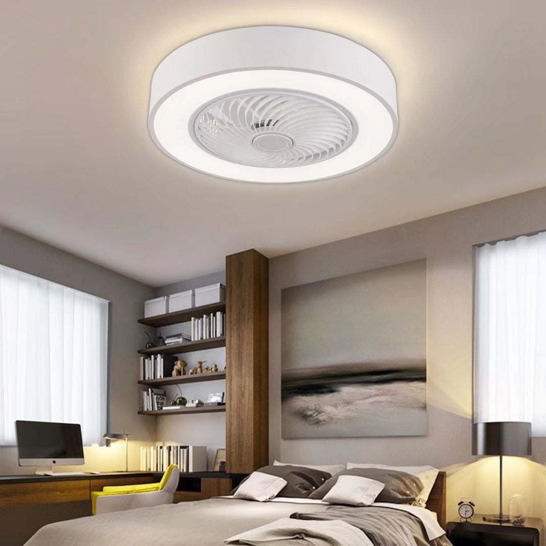 Contemporary White Ceiling Lamp And Fan