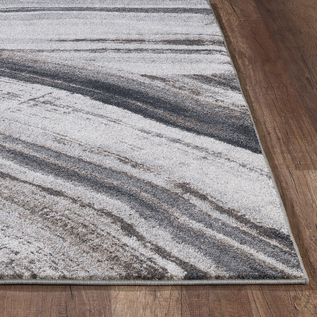 10' X 13' Gray Ivory Abstract Strokes Modern Area Rug