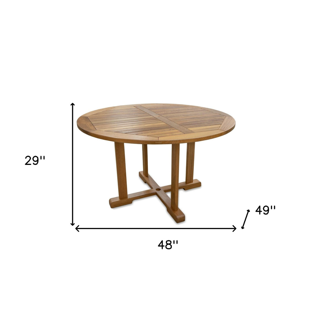 48" Brown Round Teak Dining Table