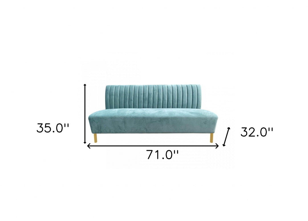 71" Light Gray Velvet Sofa With Gold Legs