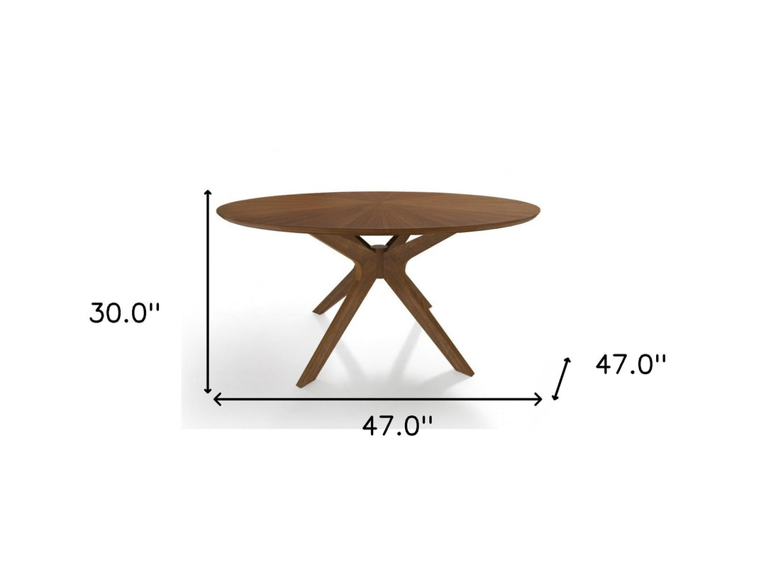 47" Walnut Round Solid & Manufactured Wood Pedestal Base Dining Table