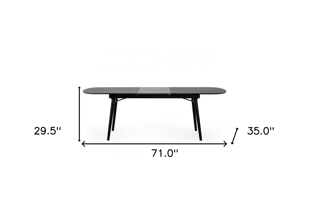 71" Black Rectangular Butterfly Leaf Dining Table