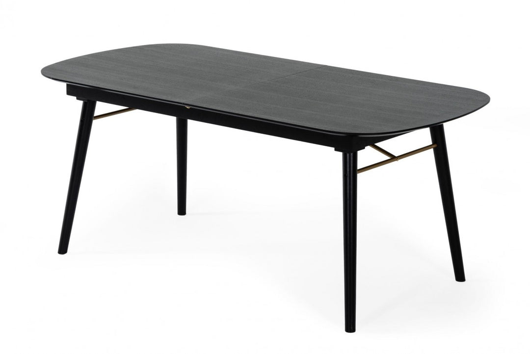 71" Black Rectangular Butterfly Leaf Dining Table