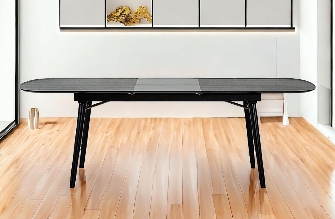 71" Black Rectangular Butterfly Leaf Dining Table