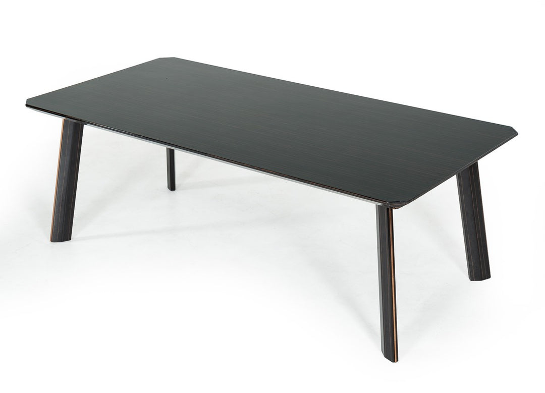 87-Inch Ebony Dining Table with Rose Gold Accents