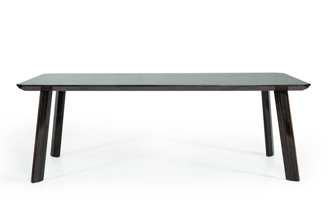 87-Inch Ebony Dining Table with Rose Gold Accents