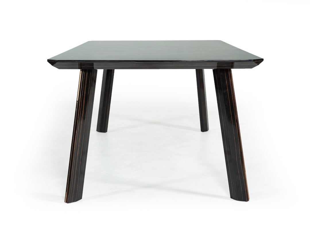 87-Inch Ebony Dining Table with Rose Gold Accents