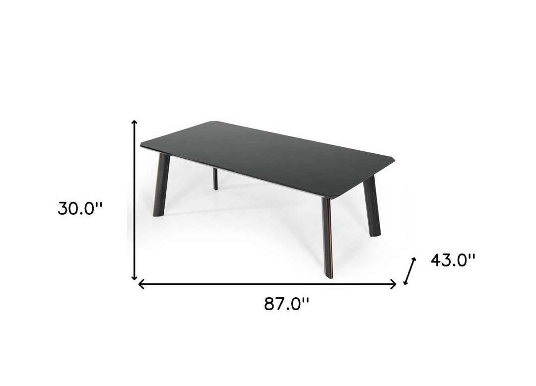 87-Inch Ebony Dining Table with Rose Gold Accents