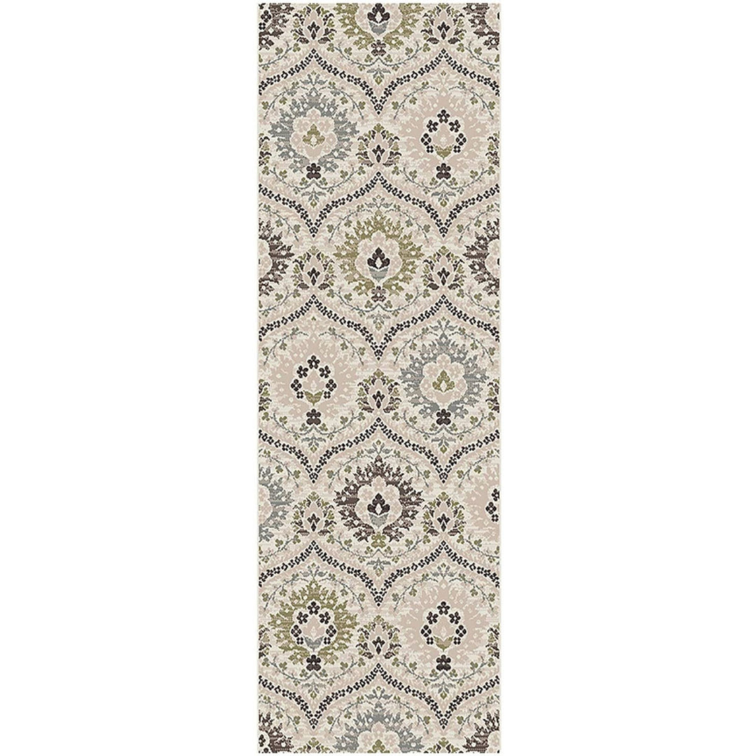 11' Runner Multi-Colored Floral Stain Resistant Runner Rug