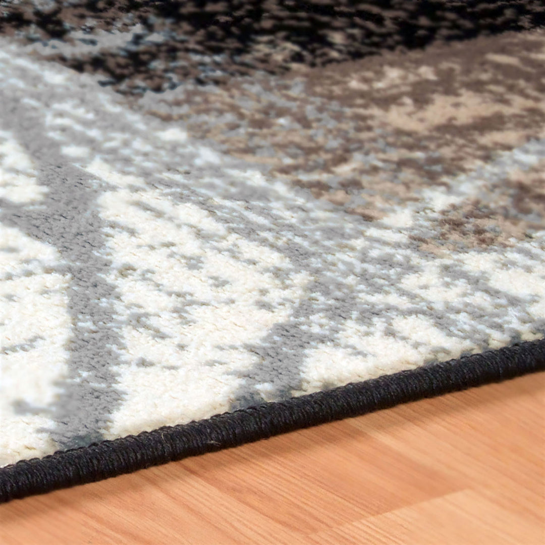 12' Beige And Gray Floral Power Loom Distressed Runner Rug