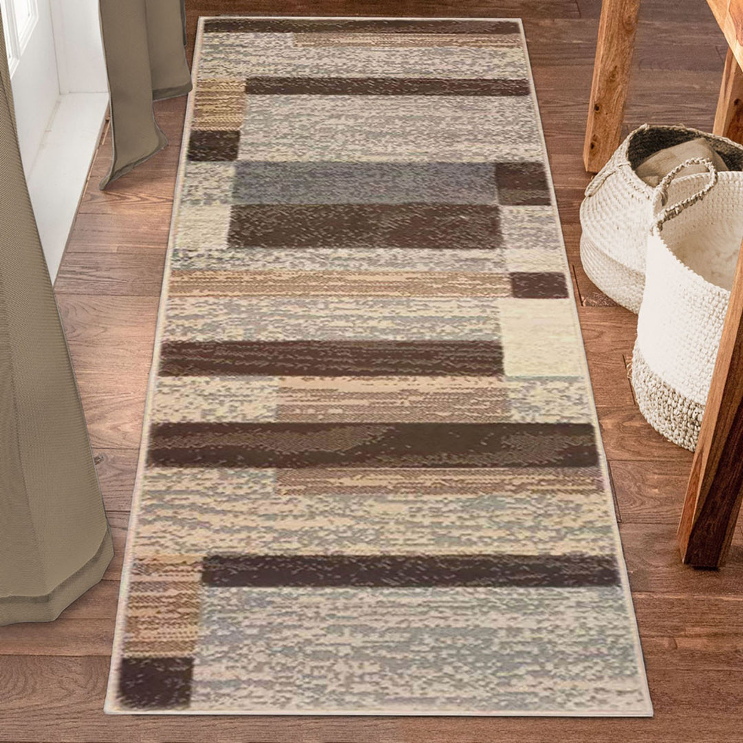 12' Slate Patchwork Power Loom Runner Rug