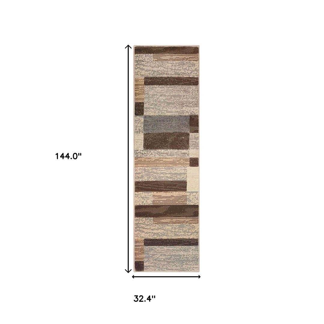 12' Slate Patchwork Power Loom Runner Rug