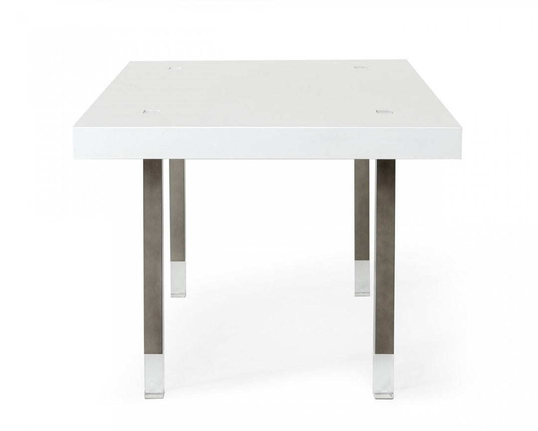 95" White and Gray Modern Stainless Steel Dining Table