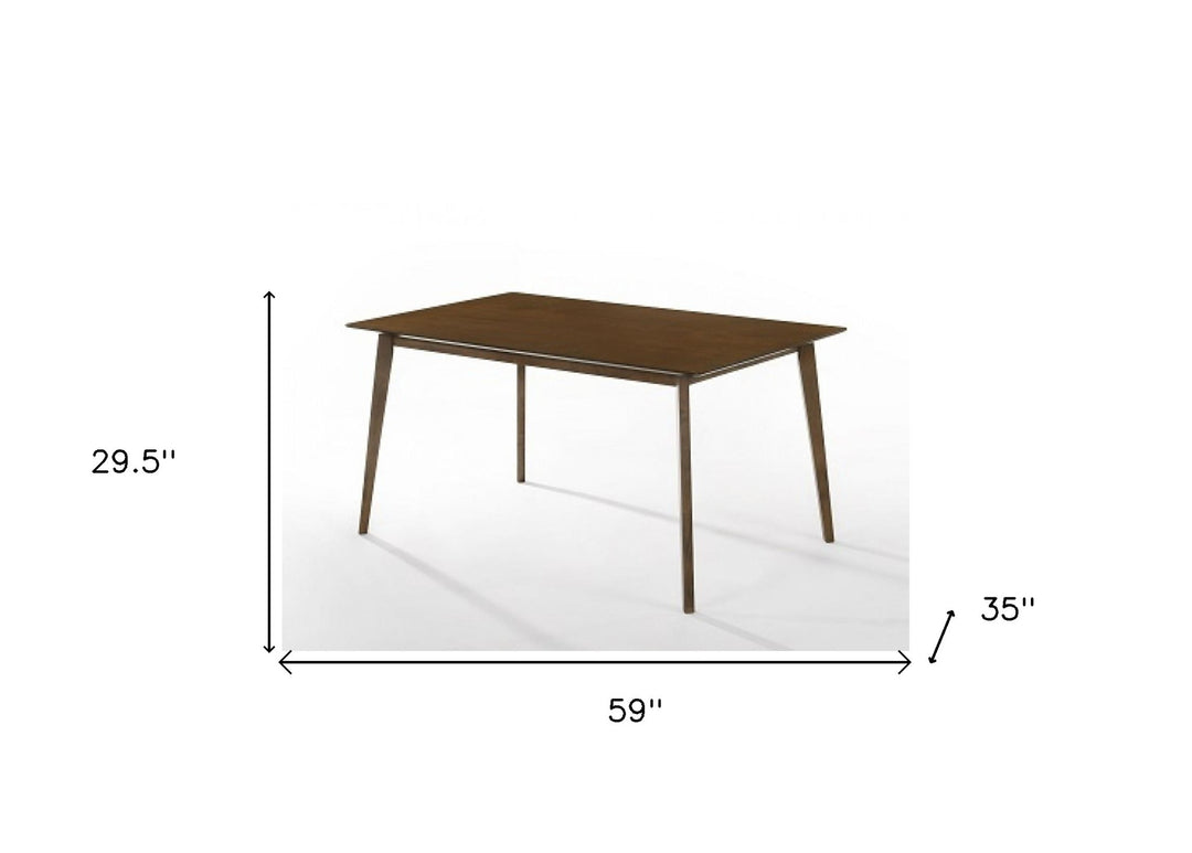 59" Walnut Rectangular Solid Wood Dining Table