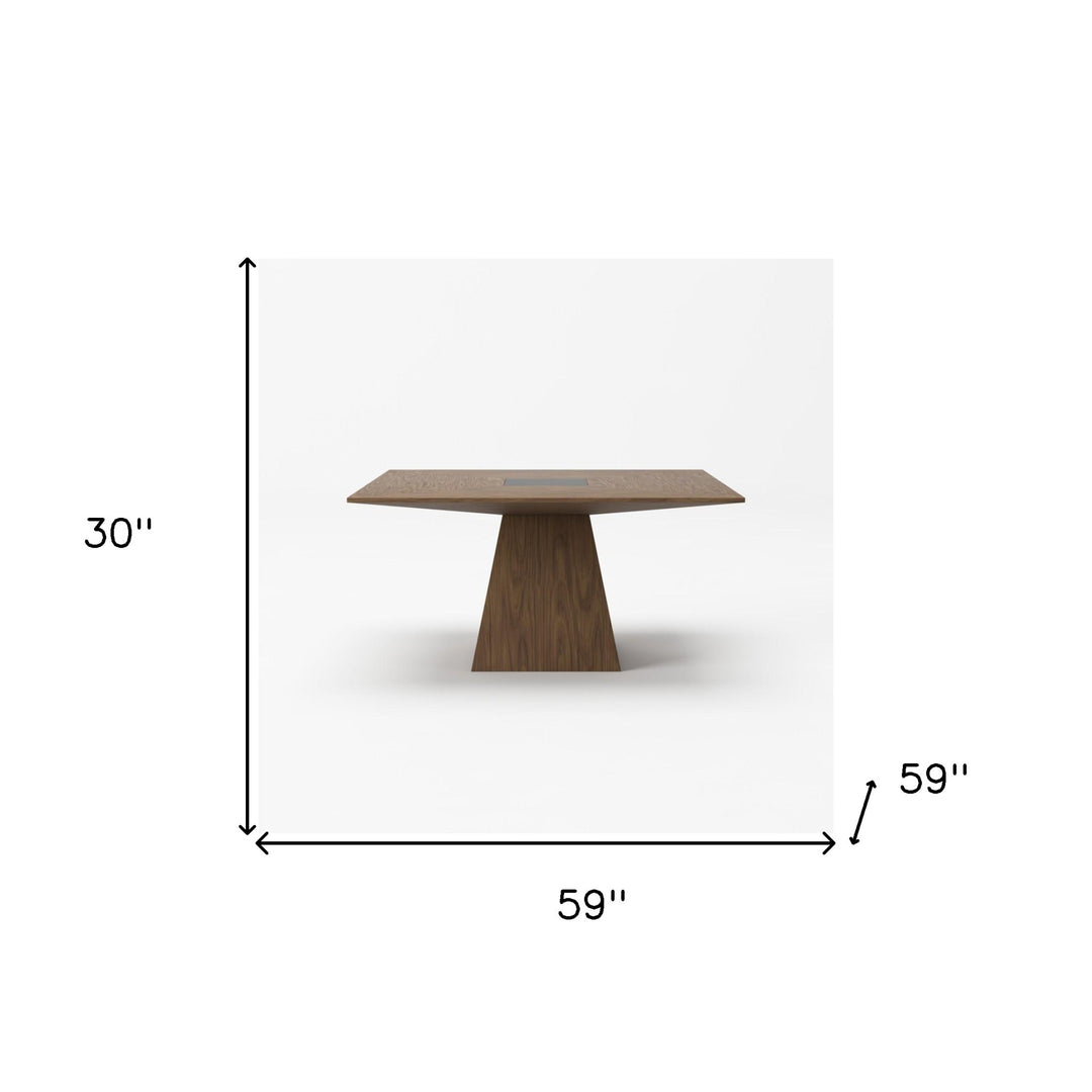 59" Walnut Square Solid and Manufactured Wood Dining Table