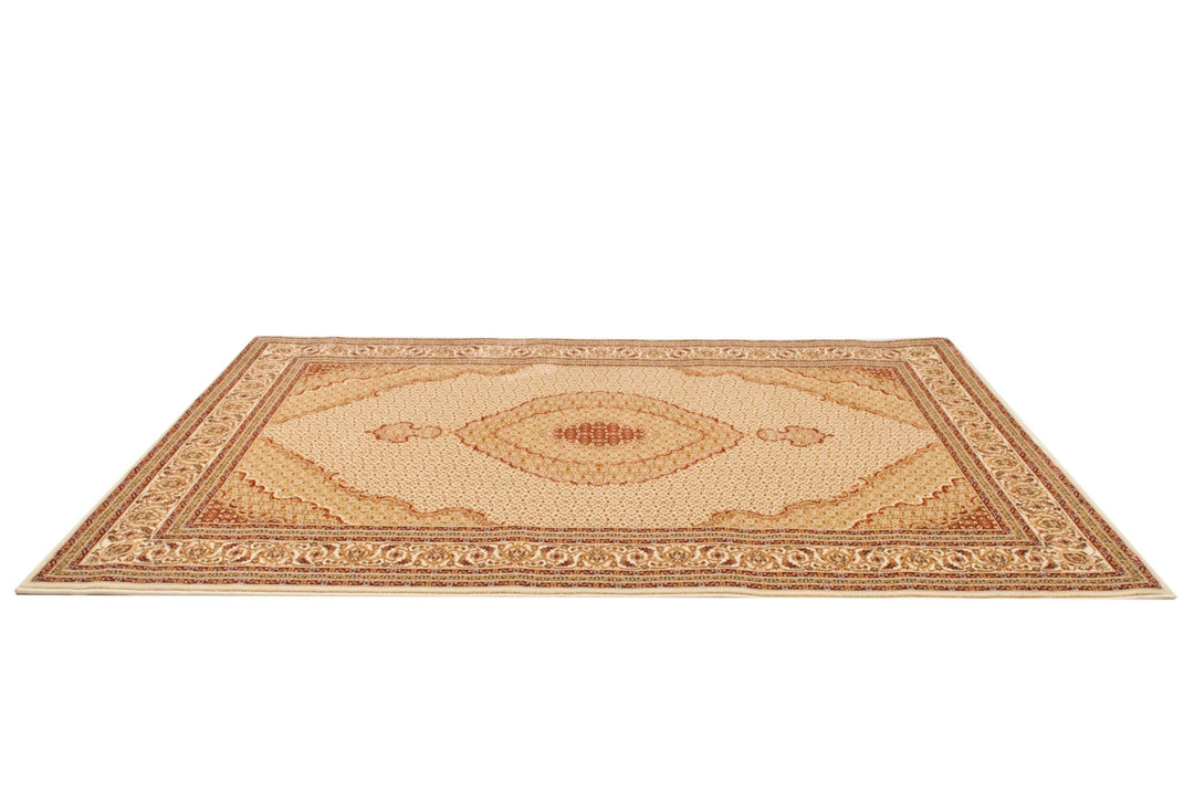 7' X 10' Beige and Ivory Oriental Power Loom Area Rug