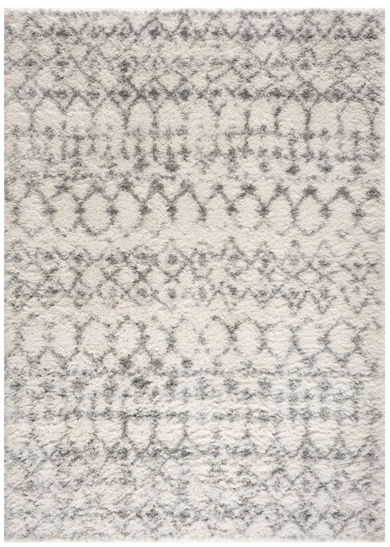 7' X 9' Gray and Ivory Southwestern Shag Power Loom Area Rug