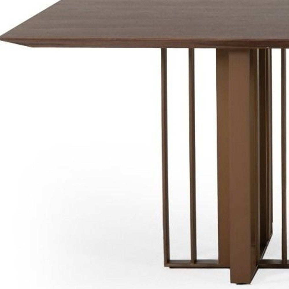 118" Walnut and Brass Double Pedestal Dining Table